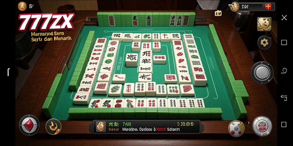 Screenshot gameplay Mahjong dari 777ZX yang menampilkan suasana kompetitif.