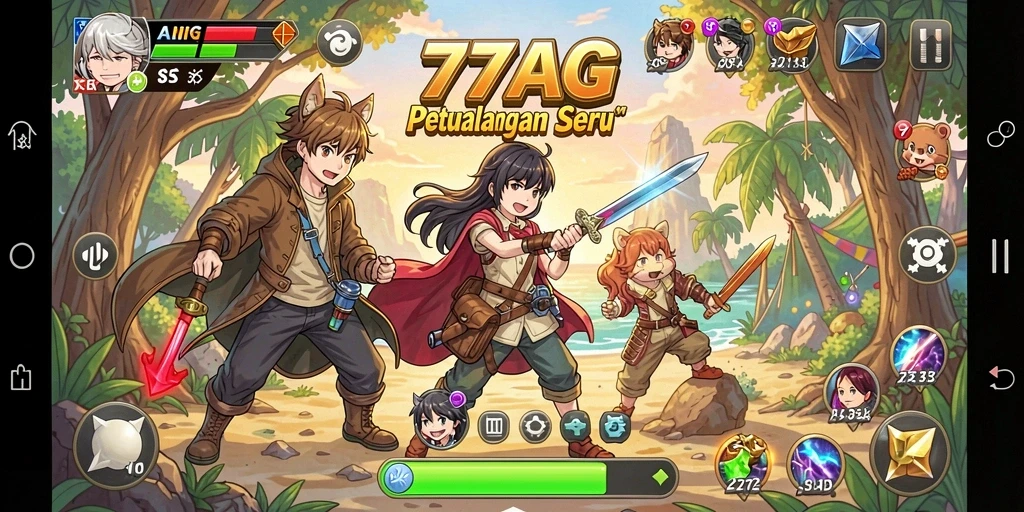 Screenshot gameplay 77AG menampilkan aksi seru di dunia anime.
