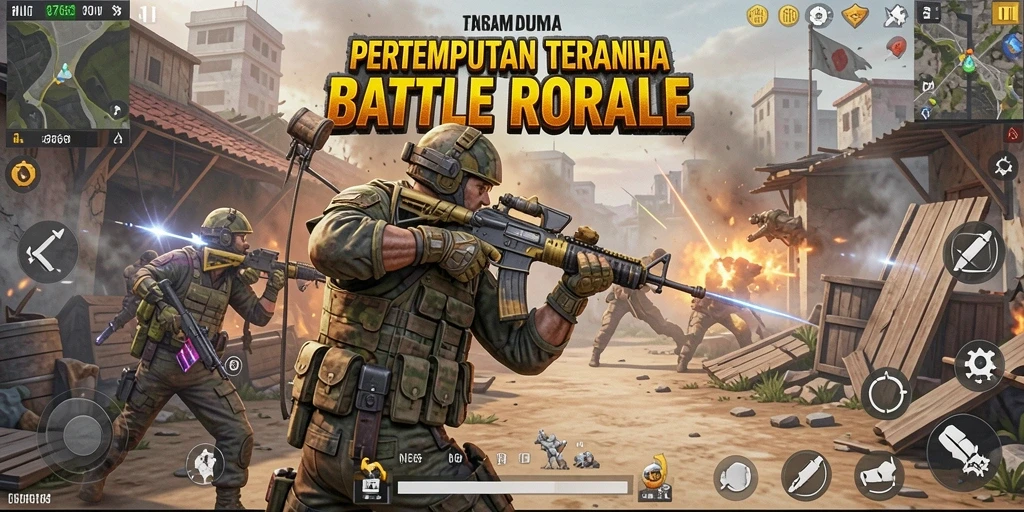 Gameplay seru dalam 8768 dengan pertarungan Battle Royale.
