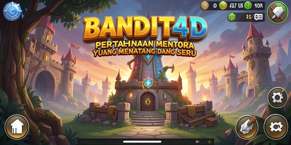 Tampilan gameplay BANDIT4D yang menegangkan dalam pertahanan menara.