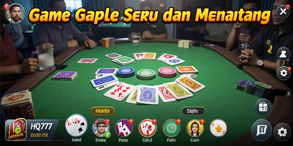 Tampilan gameplay Gaple yang menyenangkan di HQ777.