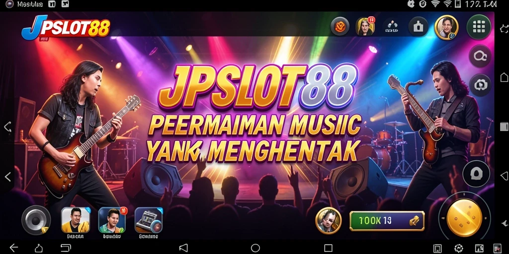Tampilan gameplay JPSLOT88 dengan berbagai pilihan musik.