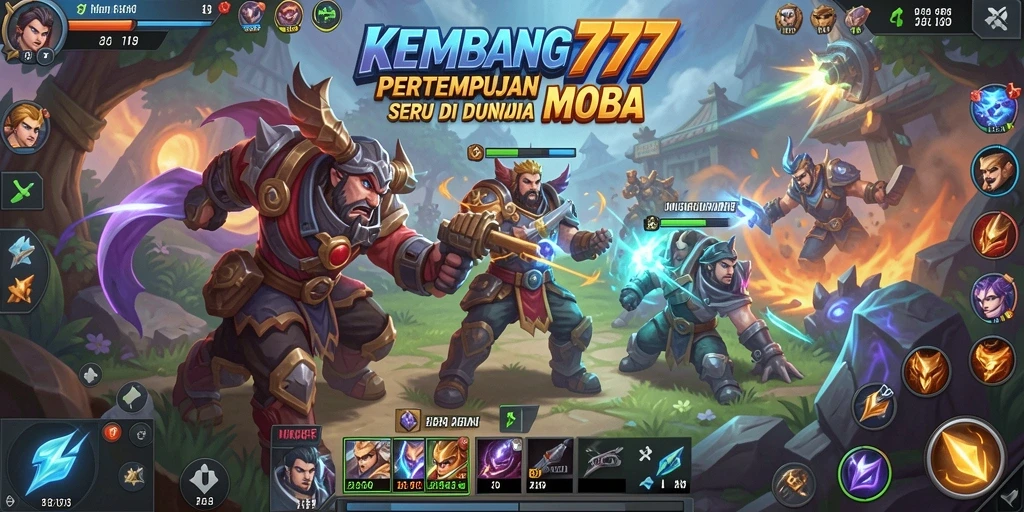 Gameplay seru di KEMBANG777 dengan tim bertempur melawan musuh.