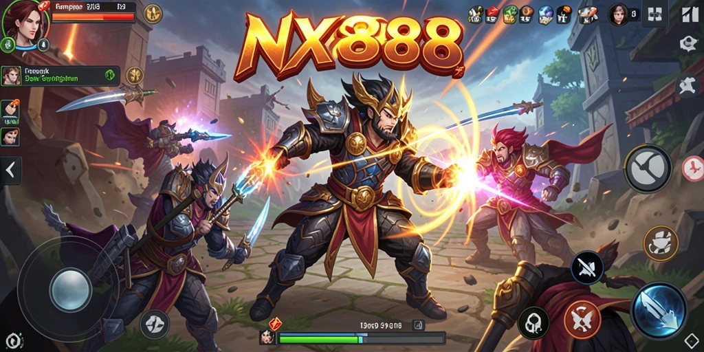 Screenshot NX888 menampilkan karakter-karakter bertarung dengan grafis yang memukau.
