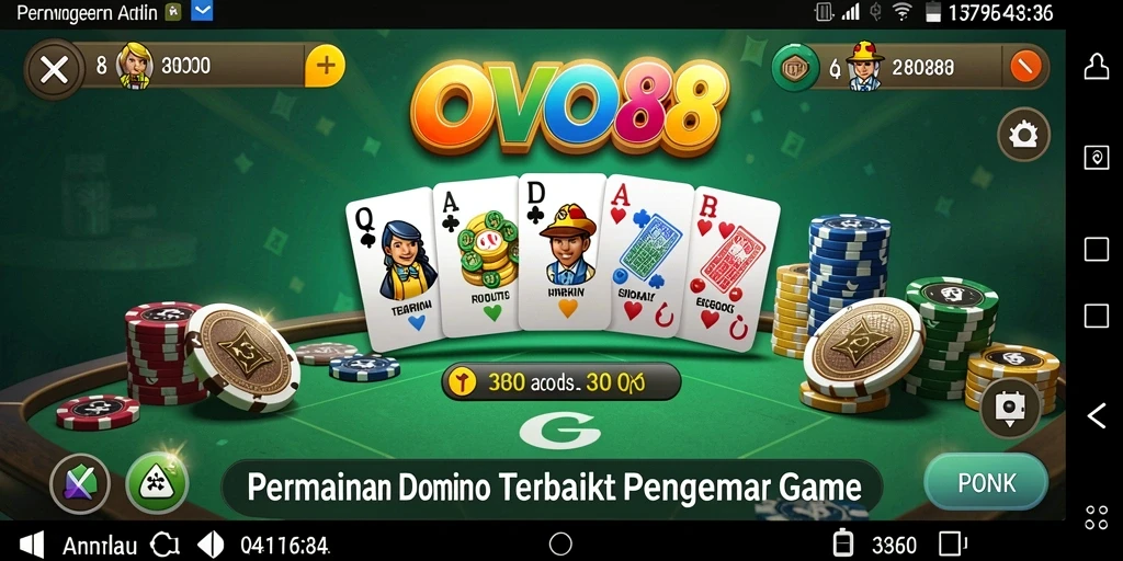 Screenshot OVO88 menampilkan gameplay seru permainan domino.