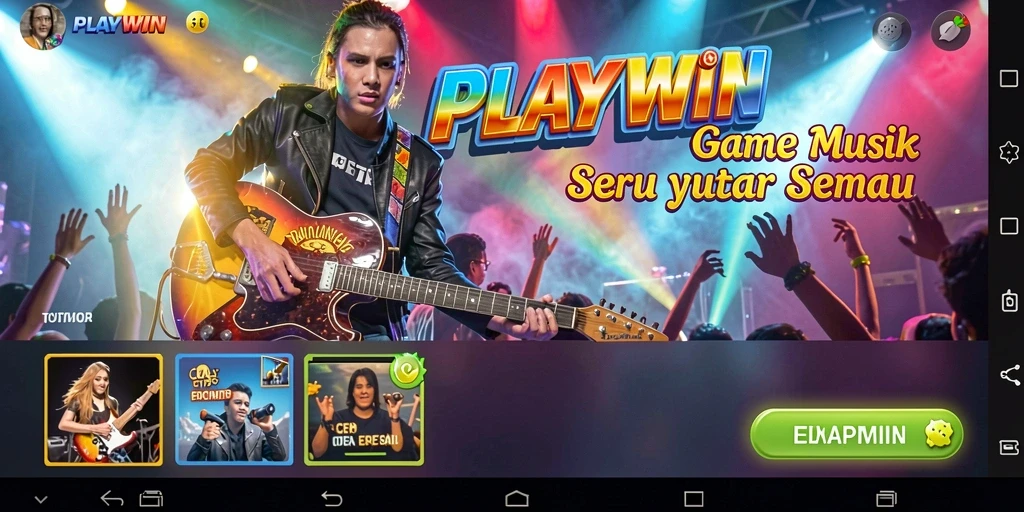 Tampilan gameplay menarik dari PLAYWIN dengan berbagai pilihan lagu.