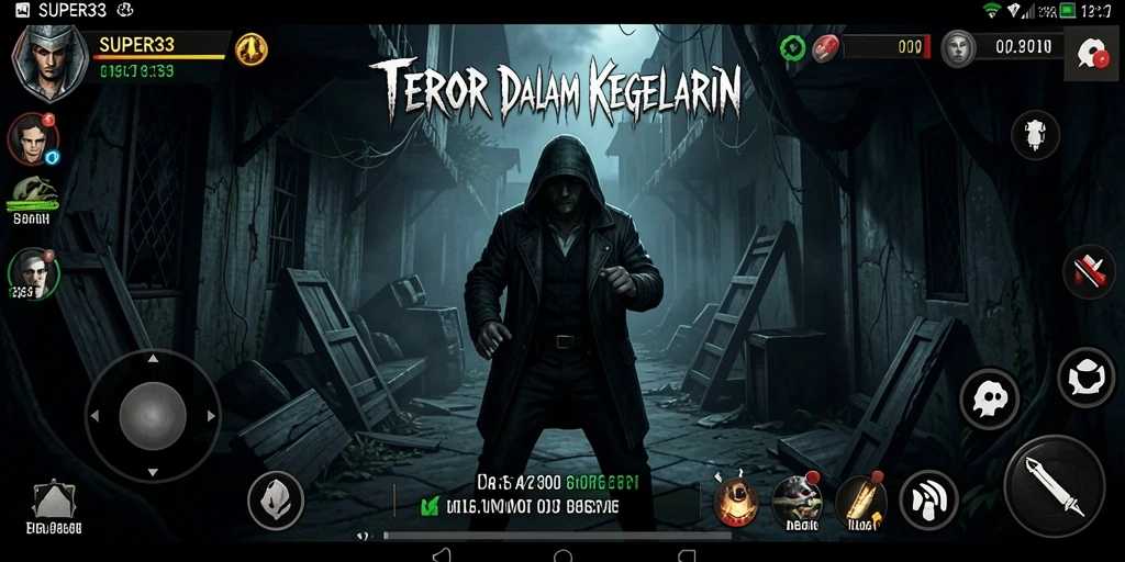 Screenshot utama SUPER33 menunjukkan gameplay yang menyeramkan dan atmosfer mencekam.