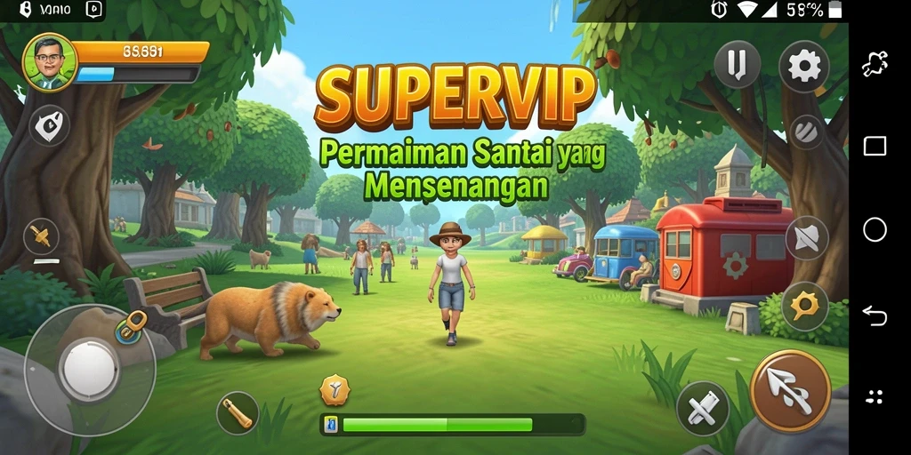 Tampilan gameplay <strong>SUPERVIP</strong> yang cerah dan menarik saat dimainkan.